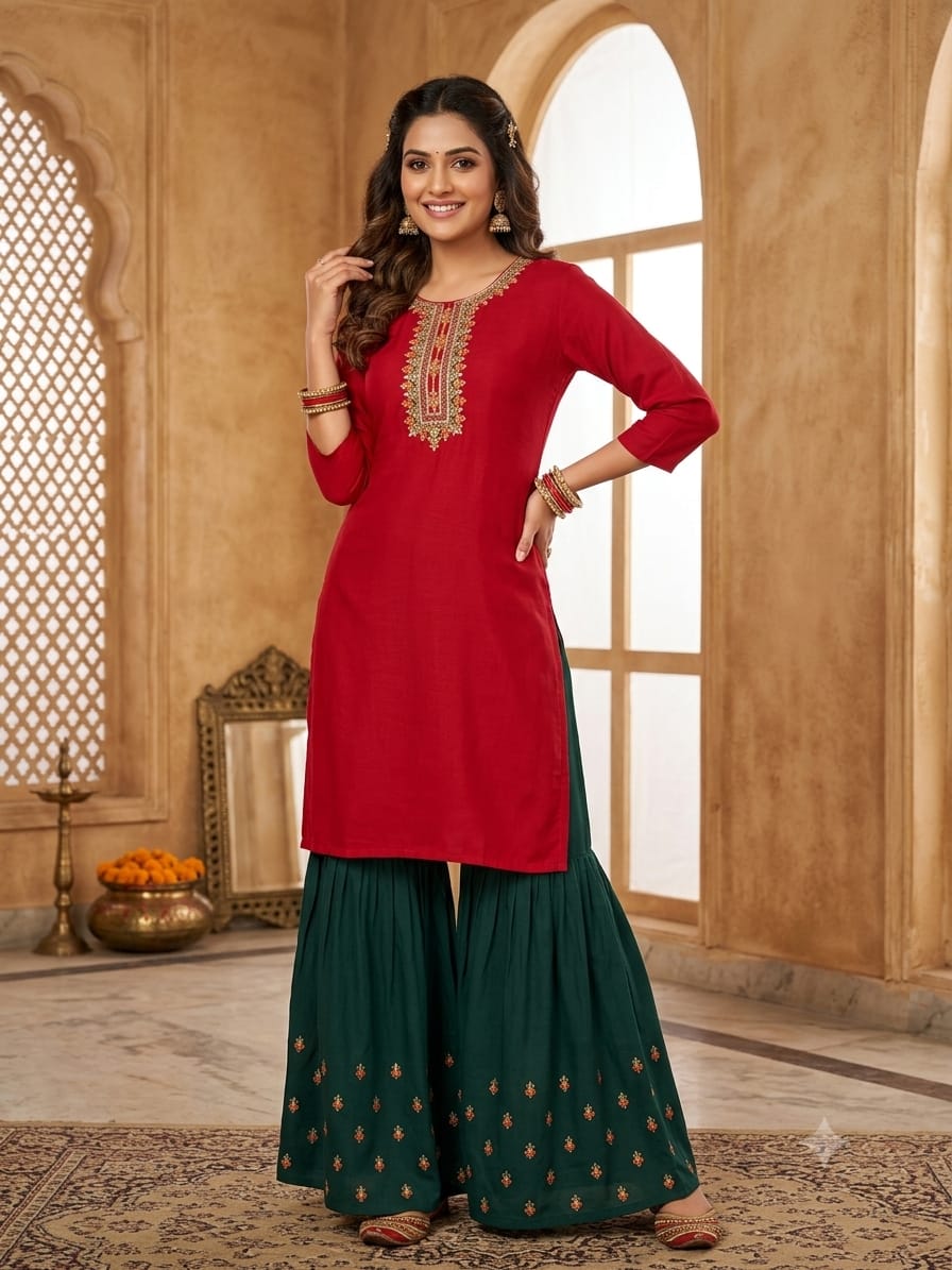 Sharara - Stitched Suit With Duptta - 3ps
